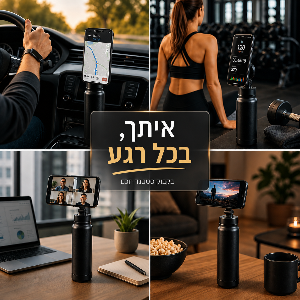 בקבוק חכם מחזיק טלפון - מעמד מגנטי